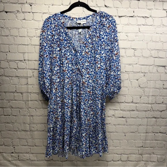 Apiece Apart Blue Floral Mini Dress size S - Picture 3 of 11